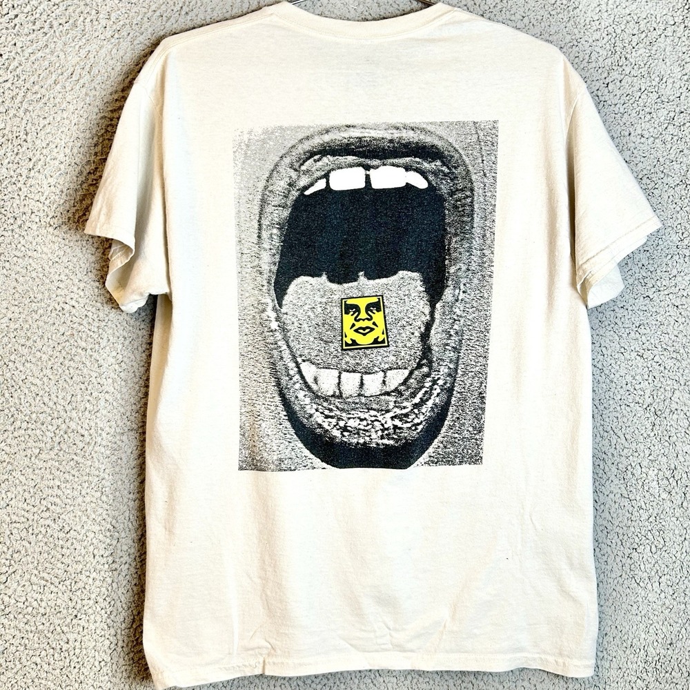 OBEY Andre Scream T Shirt Size Large Double Sided Rare Tee